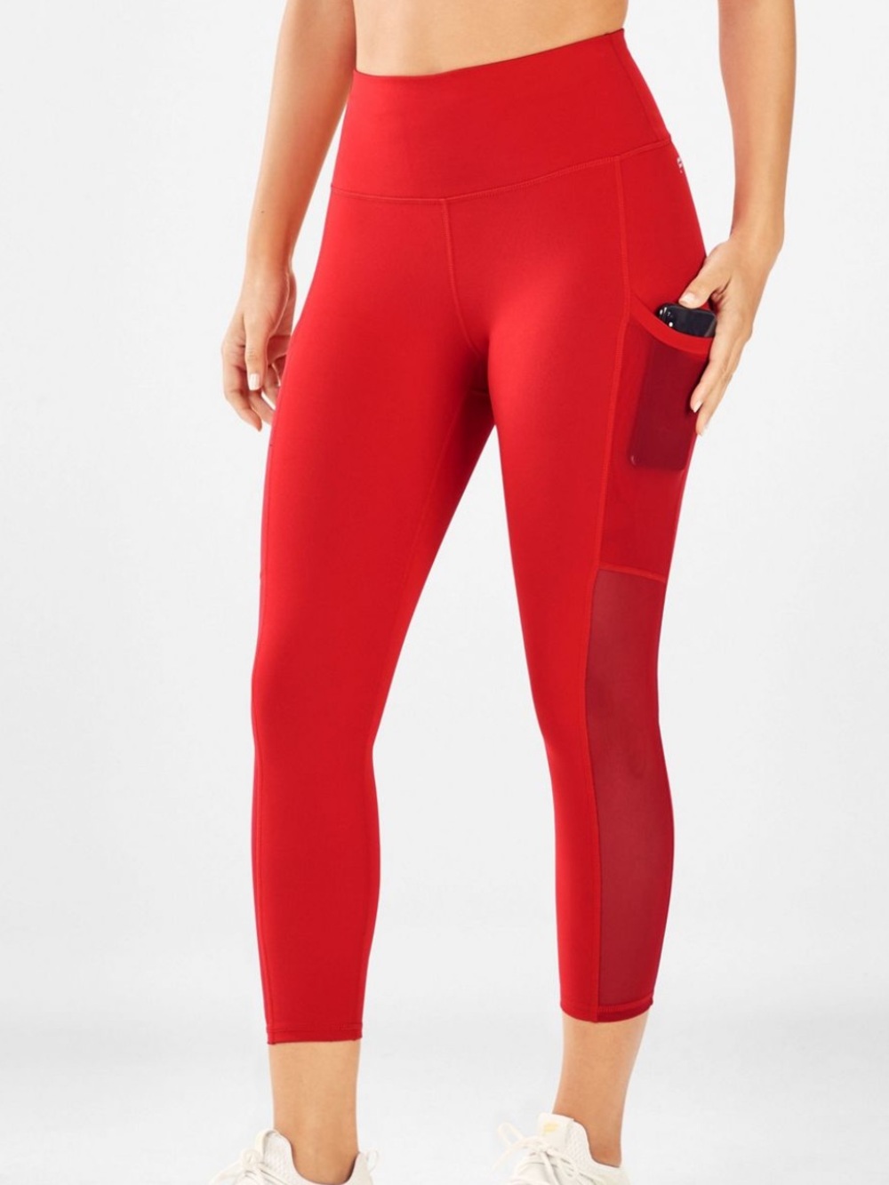 Fabletics High-Waist Heated Red 7/8 On-The-Go Leggings with Side Pocket